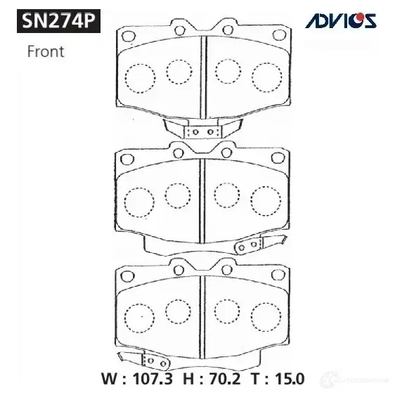 Тормозные колодки дисковые, комплект ADVICS BKMJ S 1420567515 SN274P