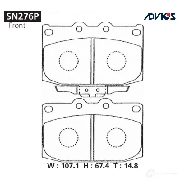 Тормозные колодки дисковые, комплект ADVICS 1420567517 SN276P M6ZBL8 P