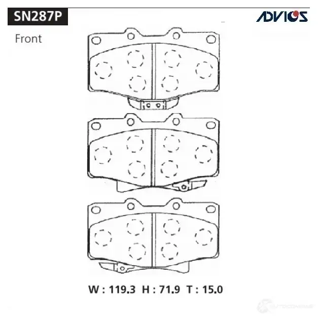 Тормозные колодки дисковые, комплект ADVICS 1420567526 7HYE B SN287P изображение 0
