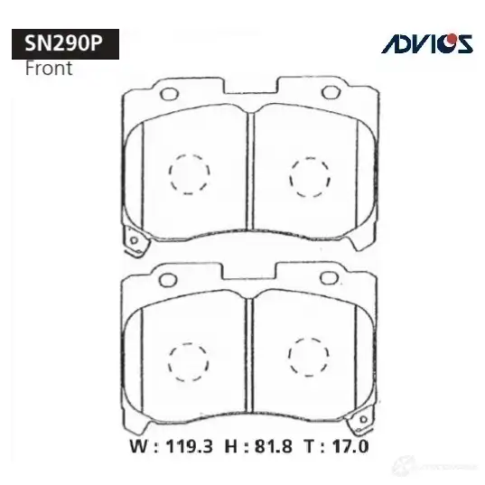 Тормозные колодки дисковые, комплект ADVICS 1420567529 LE FIA SN290P изображение 0
