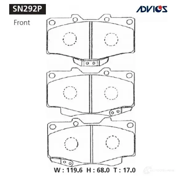 Тормозные колодки дисковые, комплект ADVICS SN292P 1420567531 V D6S8 изображение 0