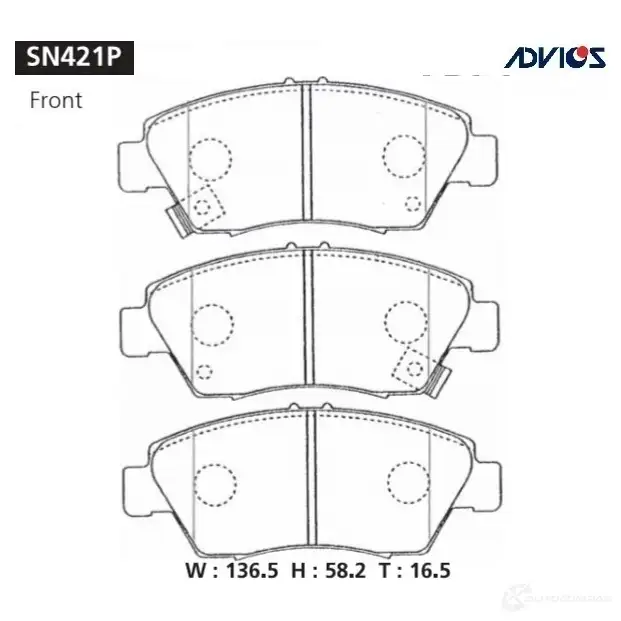 Тормозные колодки дисковые, комплект ADVICS HF 55X SN421P 1420567542