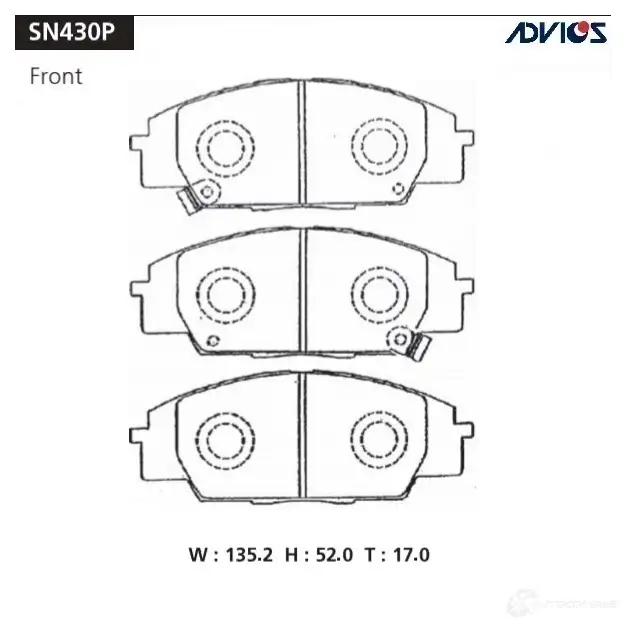 Тормозные колодки дисковые, комплект ADVICS SN430P 1420567551 D86 BVQ изображение 0