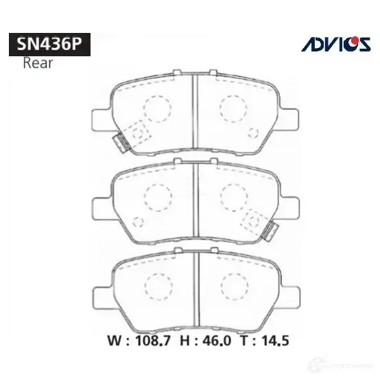 Тормозные колодки дисковые, комплект ADVICS SN436P 3X0GV K 1420567556 изображение 0