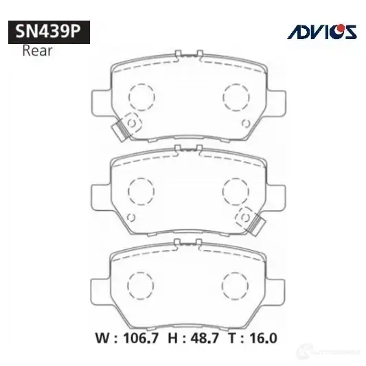 Тормозные колодки дисковые, комплект ADVICS H3 Z9BB 1420567558 SN439P