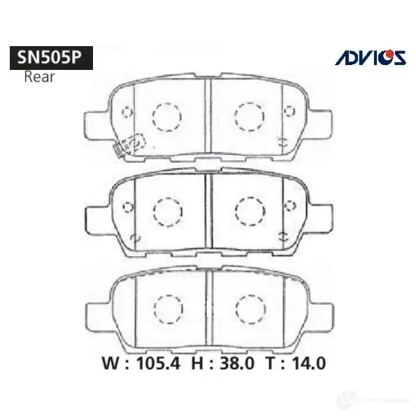 Тормозные колодки дисковые, комплект ADVICS 1420567564 SN505P 02 MPKD изображение 0