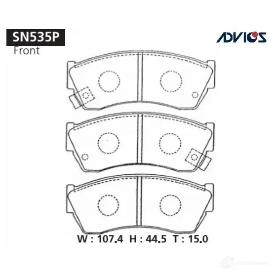 Тормозные колодки дисковые, комплект ADVICS SN535P MH OCTN 1420567568 изображение 0