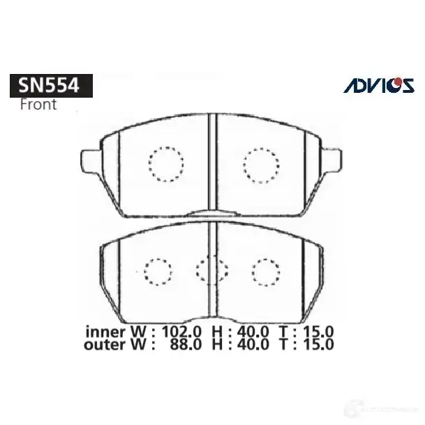 Тормозные колодки дисковые, комплект ADVICS SN554 JWYE QO 1420567576 изображение 0