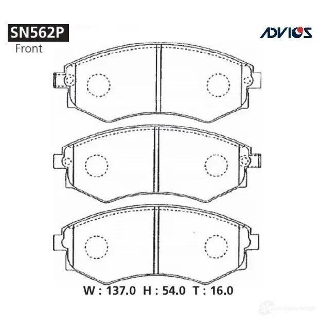Тормозные колодки дисковые, комплект ADVICS SN562P 1420567581 RBDCP Q7