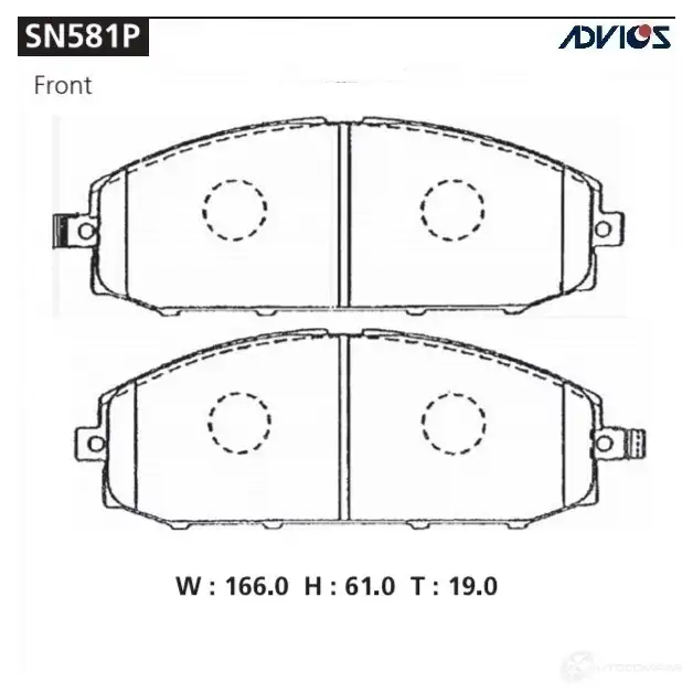 Тормозные колодки дисковые, комплект ADVICS W YQBZB3 1420567595 SN581P изображение 0