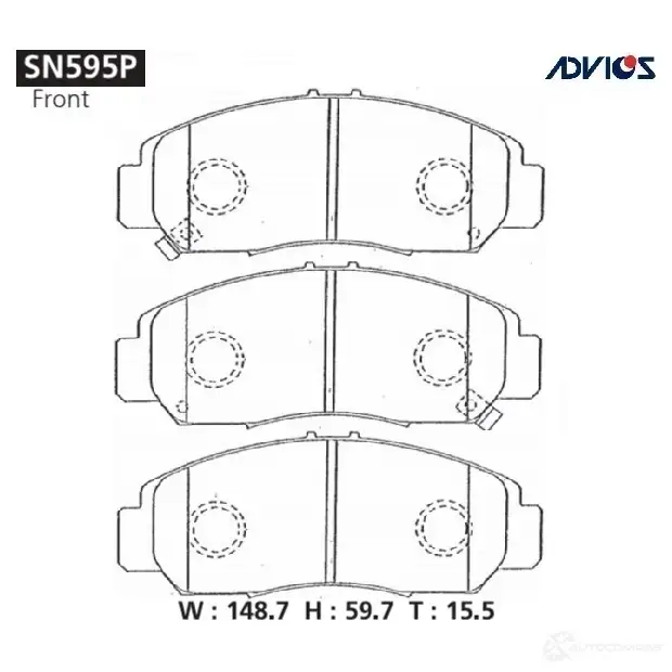Тормозные колодки дисковые, комплект ADVICS SN595P 1420567606 1VF 8O изображение 0