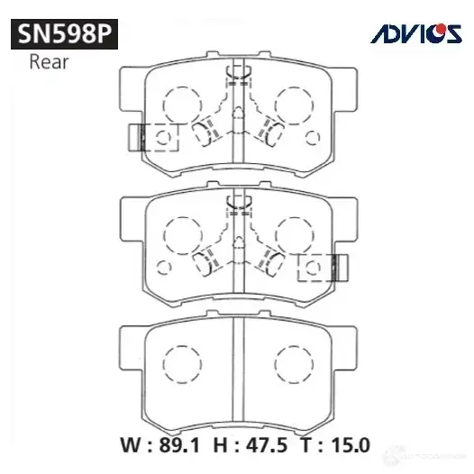 Тормозные колодки дисковые, комплект ADVICS SN598P ZG SIZ8U 1420567609
