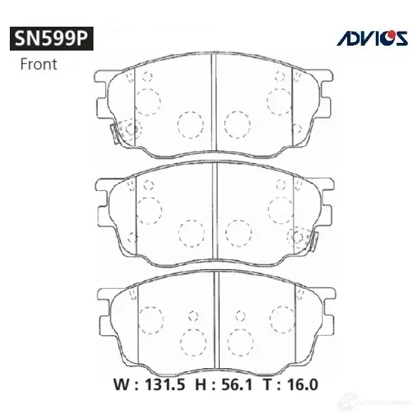 Тормозные колодки дисковые, комплект ADVICS SN599P U NGV6 1420567610 изображение 0