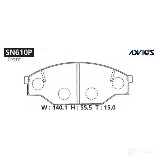 Тормозные колодки дисковые, комплект ADVICS SN610P 1420567612 Z25TG9 P