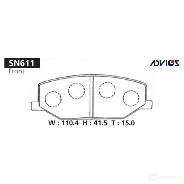 Тормозные колодки дисковые, комплект ADVICS 1420567613 SN611 SLL6 GM изображение 0