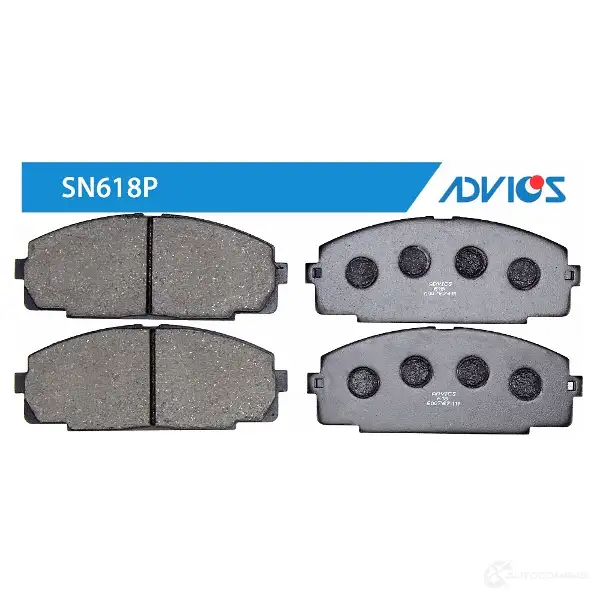 Тормозные колодки дисковые, комплект ADVICS SN618P 1420567615 A6A 3I7 изображение 0