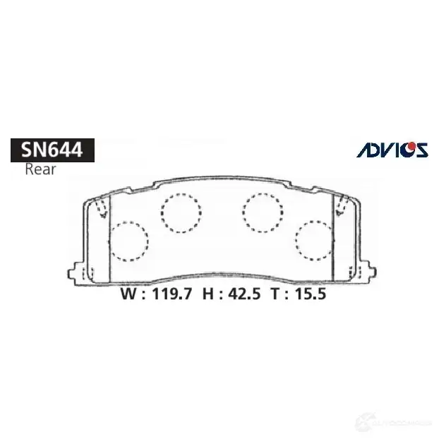 Тормозные колодки дисковые, комплект ADVICS 1420567625 OW 5CM SN644 изображение 0