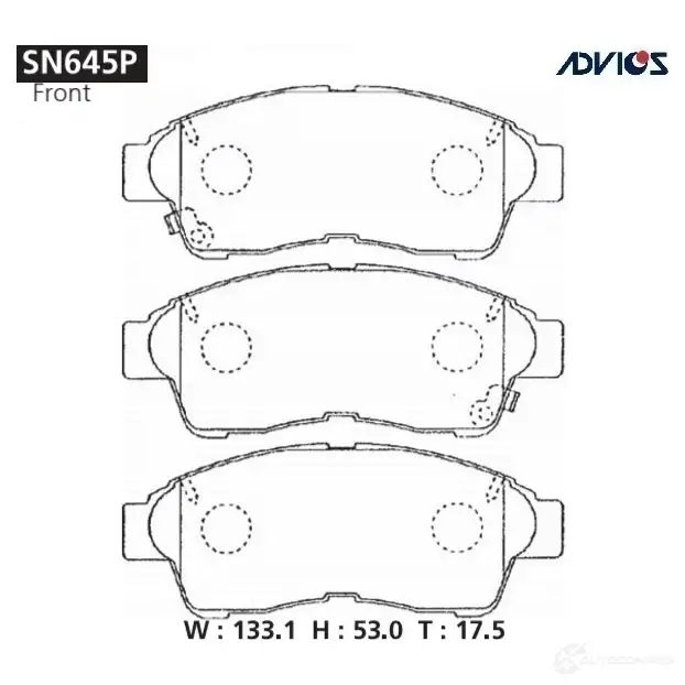 Тормозные колодки дисковые, комплект ADVICS SN645P 1420567626 Y9 V7MV изображение 0