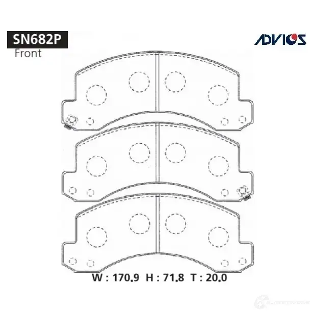 Тормозные колодки дисковые, комплект ADVICS 1420567654 A0 VBXN SN682P