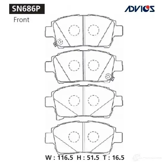 Тормозные колодки дисковые, комплект ADVICS M 2K3GF SN686P 1420567657 изображение 0