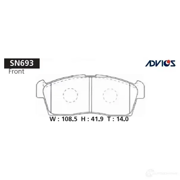 Тормозные колодки дисковые, комплект ADVICS SN693 FC9 KEW 1420567660