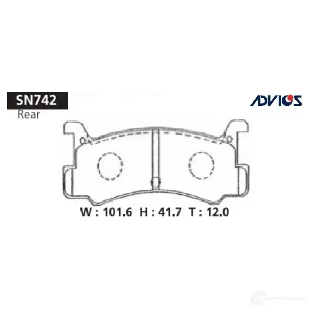 Тормозные колодки дисковые, комплект ADVICS XSH2J L SN742 1420567664 изображение 0