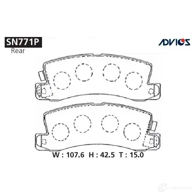 Тормозные колодки дисковые, комплект ADVICS B4R 97 SN771P 1420567668 изображение 0