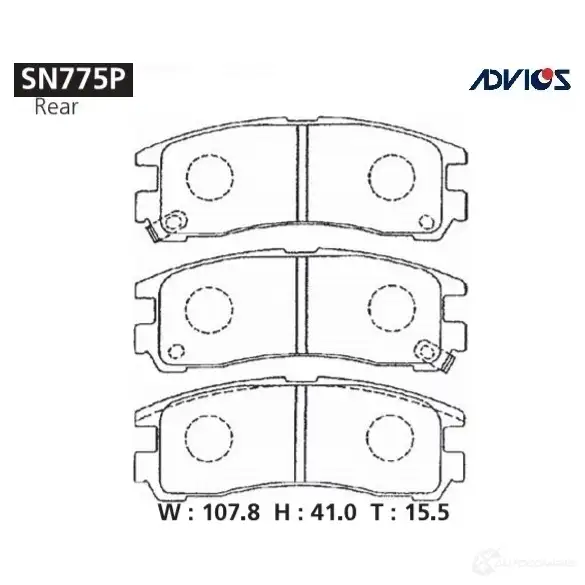 Тормозные колодки дисковые, комплект ADVICS 1420567670 SN775P F3CA QF изображение 0