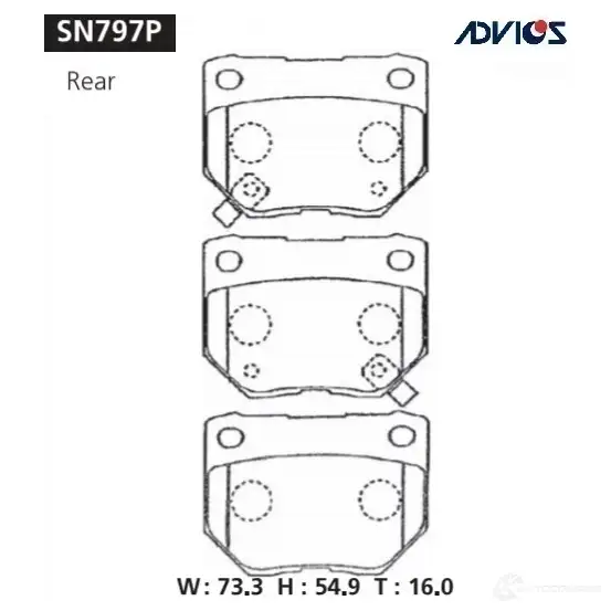 Тормозные колодки дисковые, комплект ADVICS 1420567677 SN797P NN8I9 MR изображение 0