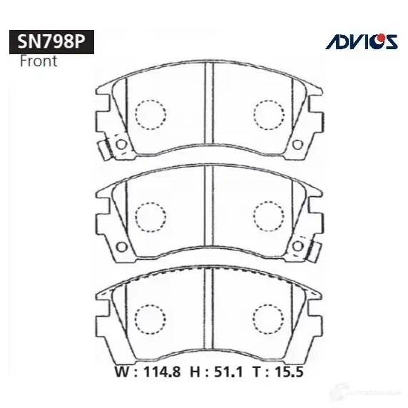 Тормозные колодки дисковые, комплект ADVICS SN798P V QBVI 1420567678 изображение 0