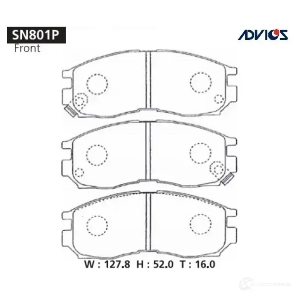 Тормозные колодки дисковые, комплект ADVICS SN801P 1420567680 M3R B6G изображение 0