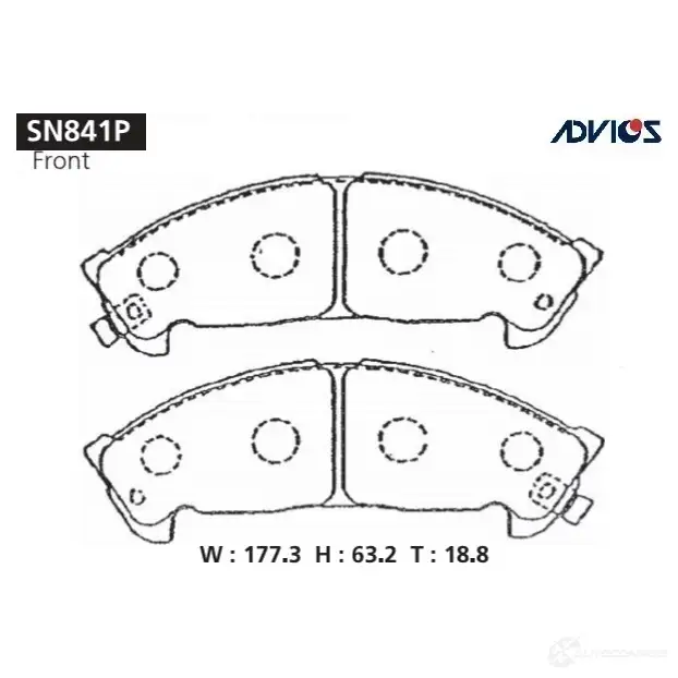 Тормозные колодки дисковые, комплект ADVICS 1420567702 0I8L 7 SN841P