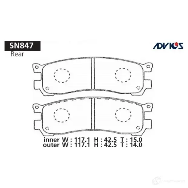 Тормозные колодки дисковые, комплект ADVICS SN847 1420567704 0V YJ6G8 изображение 0