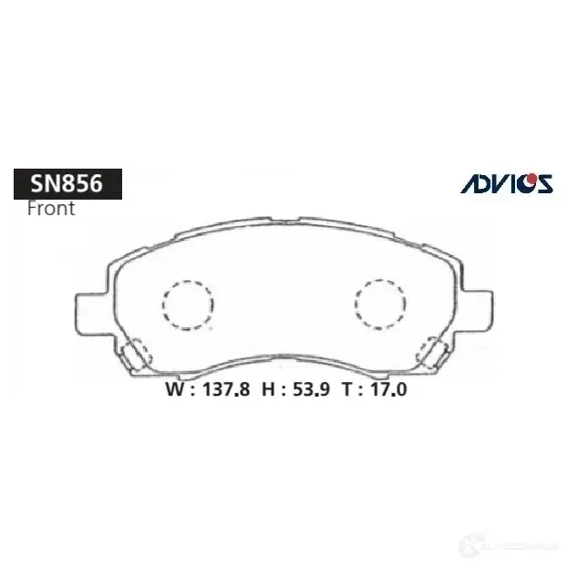 Тормозные колодки дисковые, комплект ADVICS SN856 1420567713 9HV M3R изображение 0