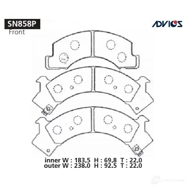 Тормозные колодки дисковые, комплект ADVICS SN858P 20 6V2J 1420567714 изображение 0