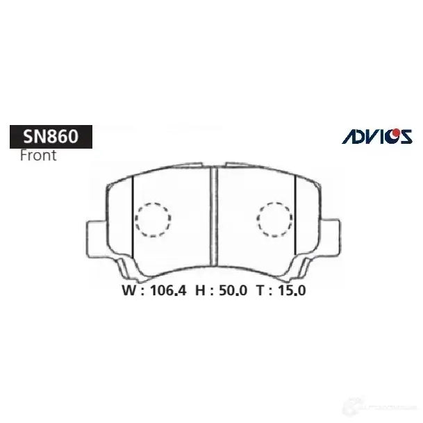Тормозные колодки дисковые, комплект ADVICS 1420567716 Y G2V1W SN860