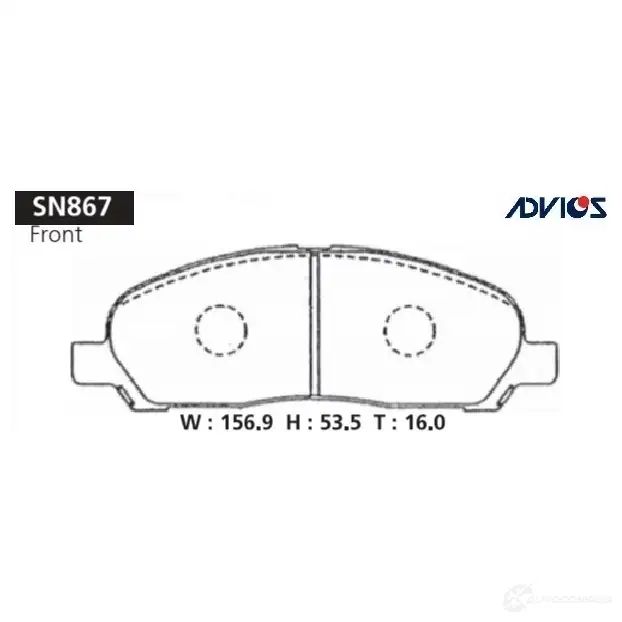 Тормозные колодки дисковые, комплект ADVICS SN867 1420567719 4YD CO изображение 0