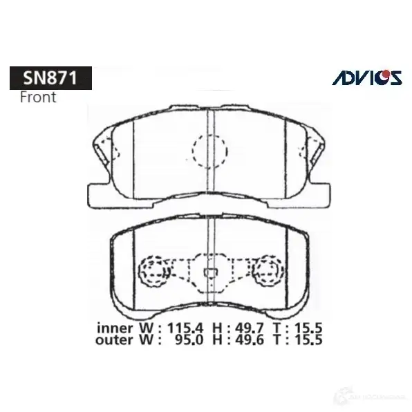 Тормозные колодки дисковые, комплект ADVICS SN871 IPLF A 1420567721 изображение 0