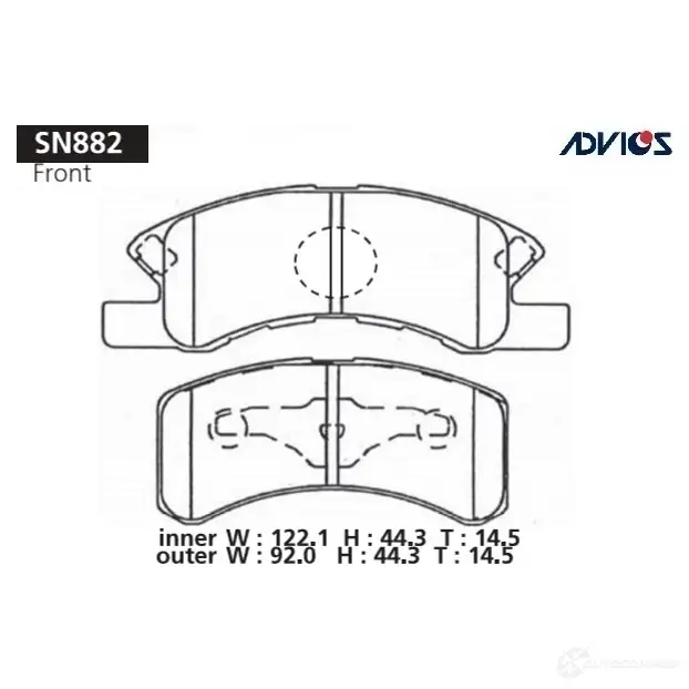 Тормозные колодки дисковые, комплект ADVICS 1420569196 SN882 NUQ UMD