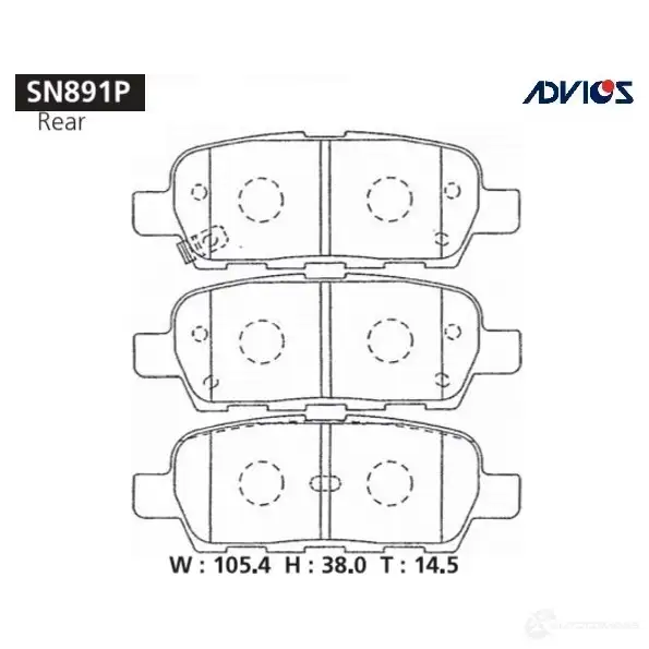 Тормозные колодки дисковые, комплект ADVICS EH IXU3A SN891P 1420567733 изображение 0