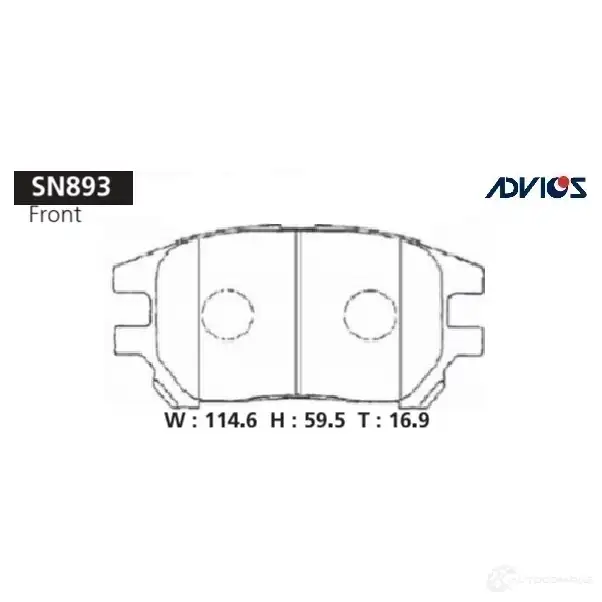 Тормозные колодки дисковые, комплект ADVICS SN893 R4 AHC 1420567735 изображение 0