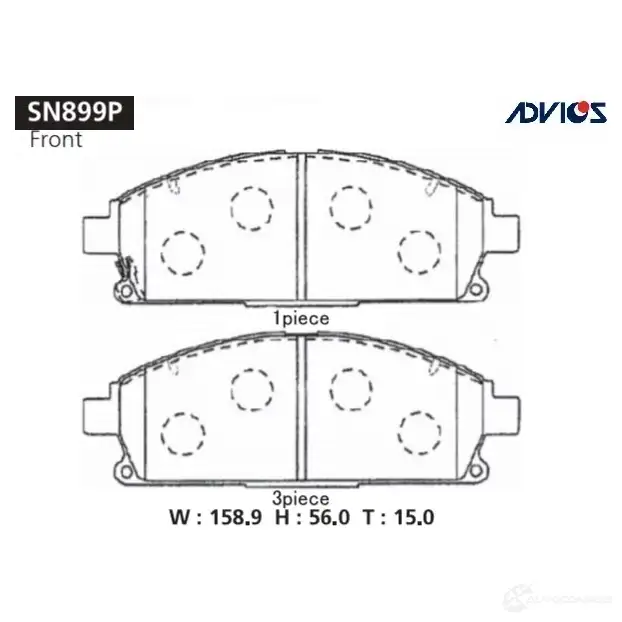 Тормозные колодки дисковые, комплект ADVICS 1420567739 SN899P A8OJJ M изображение 0