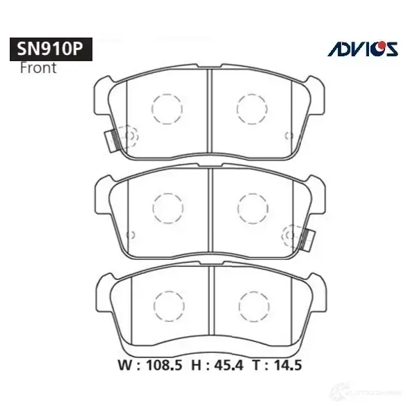 Тормозные колодки дисковые, комплект ADVICS FOV 43NV 1420567747 SN910P