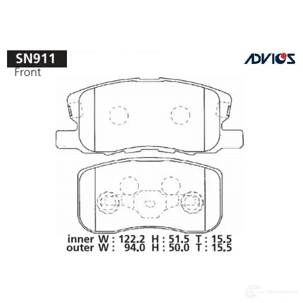 Тормозные колодки дисковые, комплект ADVICS 3K C78A SN911 1420567748 изображение 0