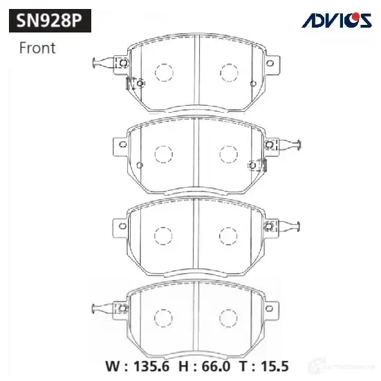 Тормозные колодки дисковые, комплект ADVICS N7FV 2 1420567759 SN928P изображение 0