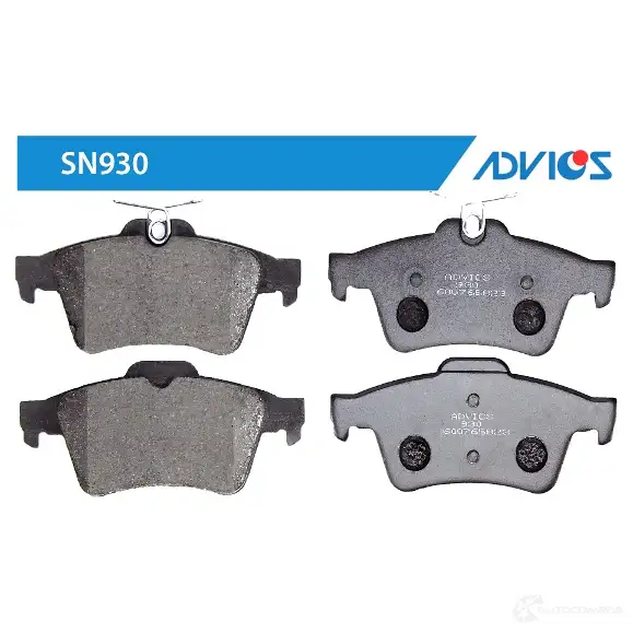 Тормозные колодки дисковые, комплект ADVICS SN930 1420567760 LUM N6N изображение 0