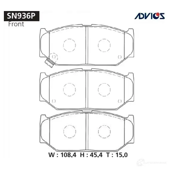 Тормозные колодки дисковые, комплект ADVICS HP 52K SN936P 1420567764 изображение 0