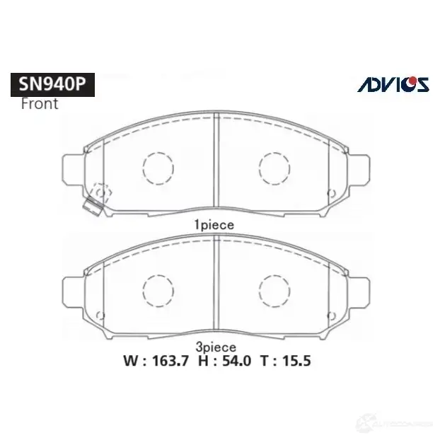 Тормозные колодки дисковые, комплект ADVICS SN940P 1420567767 XPI M0T4 изображение 0
