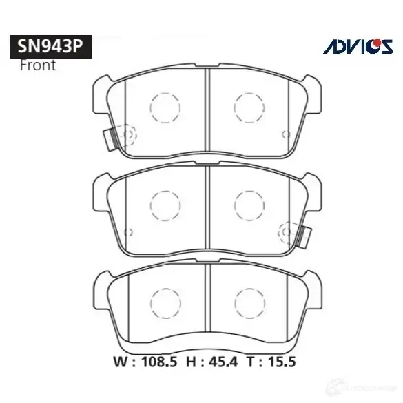 Тормозные колодки дисковые, комплект ADVICS SN943P F BQ33 1420567769