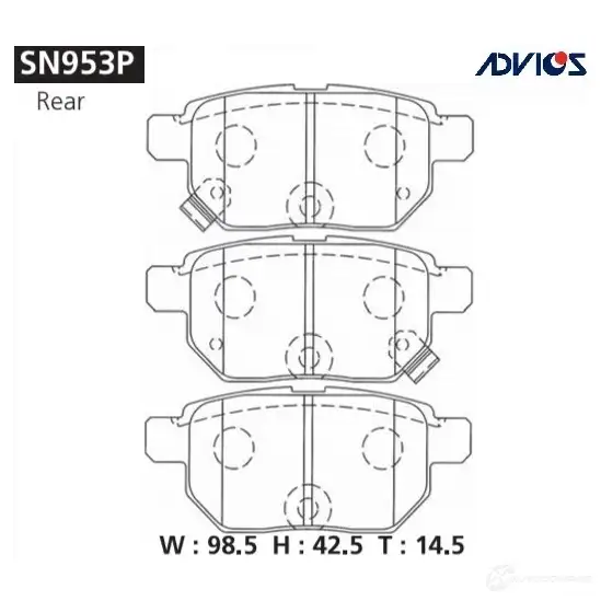Тормозные колодки дисковые, комплект ADVICS SN953P 1420568229 VMK LJB изображение 0